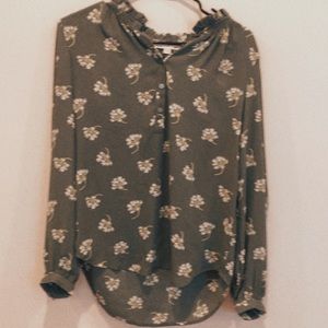 Loft XS Floral Womens Long Sleeve Blouse
